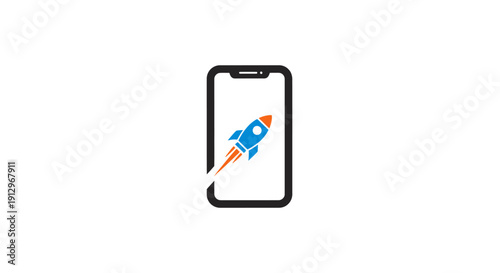 Rocket launching from mobile phone screen.
