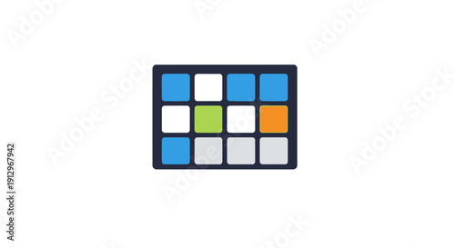 Rubiks Cube with Colored Squares and Gray Faces.