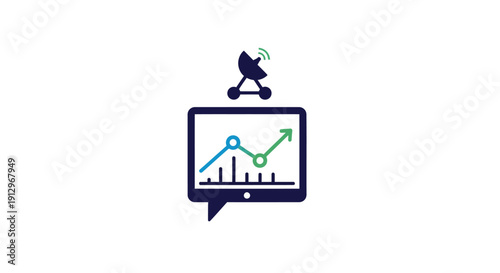 Satellite Dish on Computer Monitor with Chart.