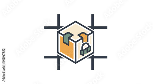 Secure locked cube with padlock.