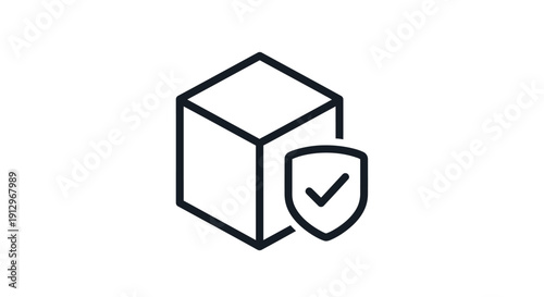 Secure package with check mark shield.