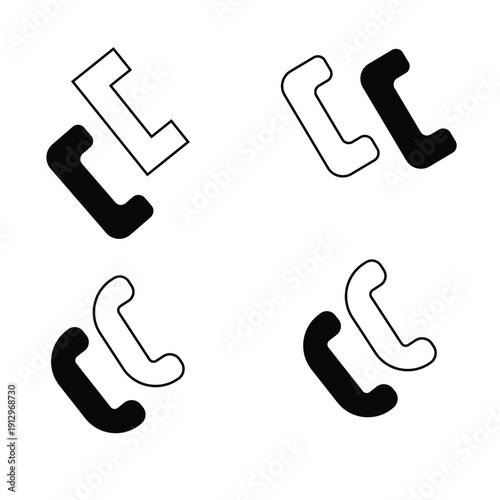 Set of telephone handset icons in outline and solid style.