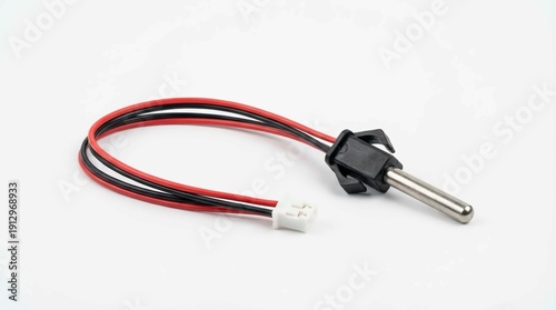 Thermocouple probe with red and black wires for temperature measurement