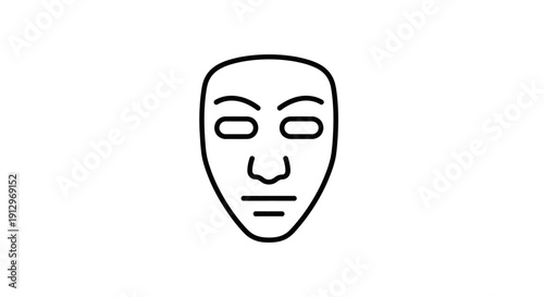 Simple line drawing of a mask.