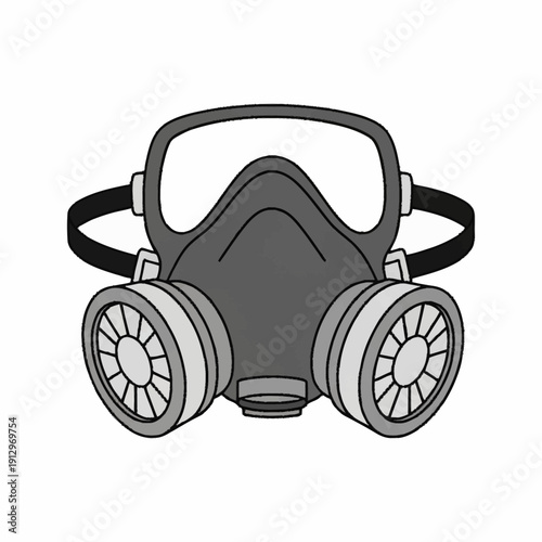 Gas Mask with Filters and Goggles for Respiratory Protection.