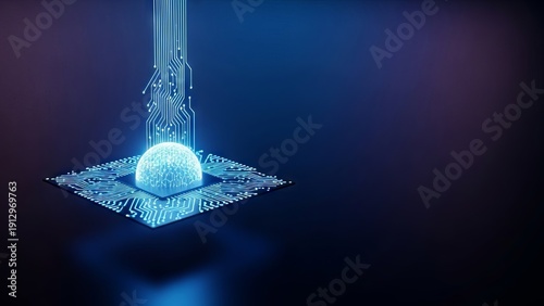 Digital Brain and Circuitry Displaying Technological Innovation