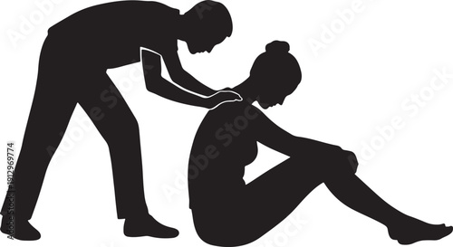 silhouette vector of a masseuse massaging a person s back