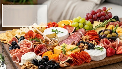 Gourmet Charcuterie and Grazing Board Filled with Delicious Meats Cheeses Fruits and Berries