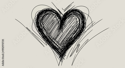 Abstract heart drawing on neutral background symbolizing love and emotion