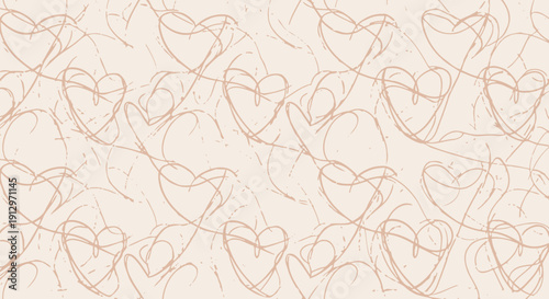 Abstract heart pattern design repeating elements on a soft beige background