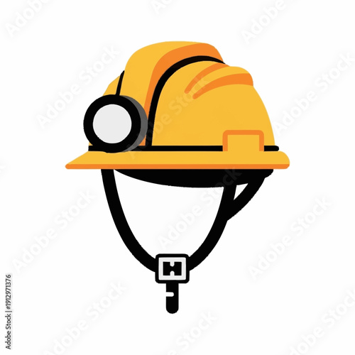 Yellow Mining Hard Hat with Headlamp for Safety and Exploration.