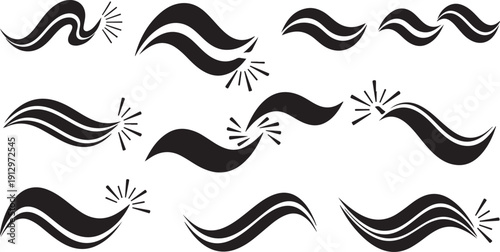 Black and white abstract wavy lines and shapes pattern