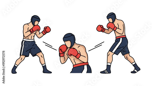 Boxer in Various Fighting Stances.