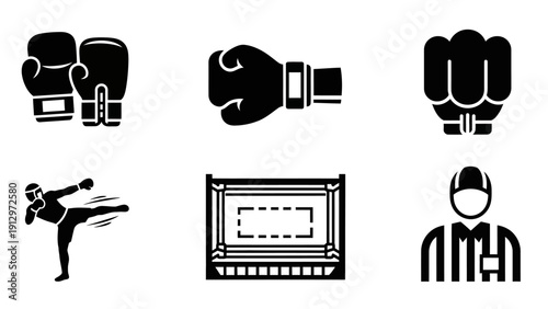Boxing Gloves and Fighter Silhouettes.