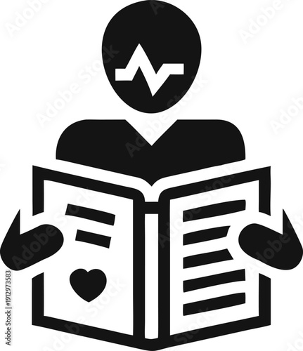 Individual reading a book about health while monitoring their own vital heart signs