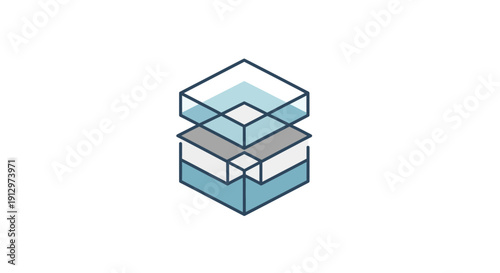 Stacked Blocks 3D Structure.