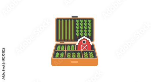 Toy farm in a puzzle box.