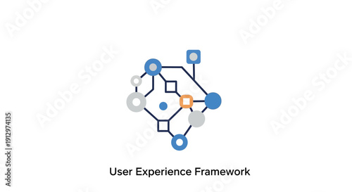 User Experience Framework Network Diagram Illustration.