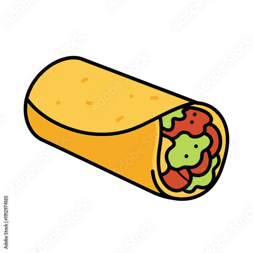 Cartoon Burrito Icon: Delicious Mexican Food Illustration