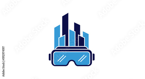 Virtual Reality Glasses Cityscape Icon.