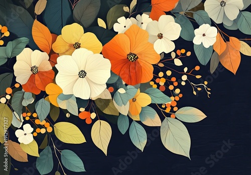 Abstract illustration of an elegant floral bouquet 
