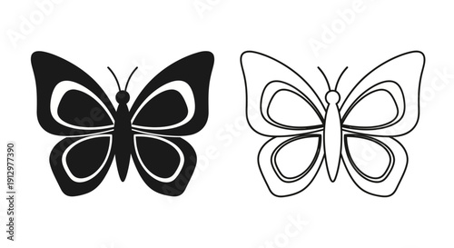 Black and white butterfly illustrations for design and art projects Vector