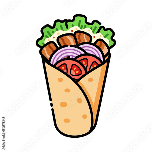 Delicious Shawarma Wrap Vector Illustration