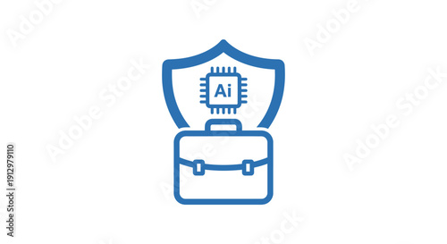 Artificial Intelligence Business Security Briefcase Icon.