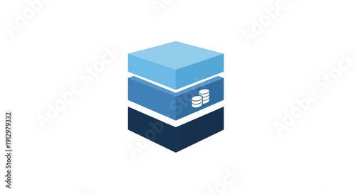 Blue 3D Cube with White Accents.