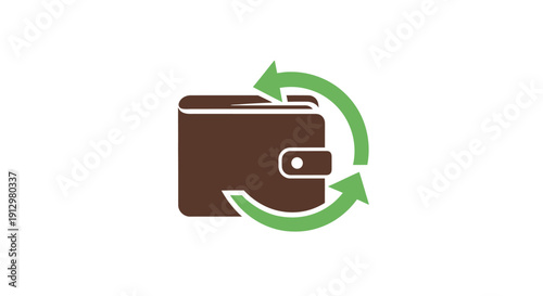 Brown Wallet with Green Recycling Arrows.