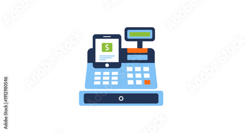 Cash register with mobile payment terminal.