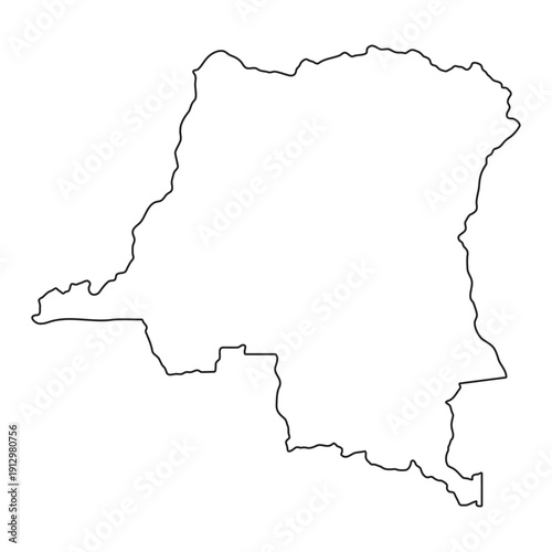 Democratic Republic Congo outline map border, central blue location marker