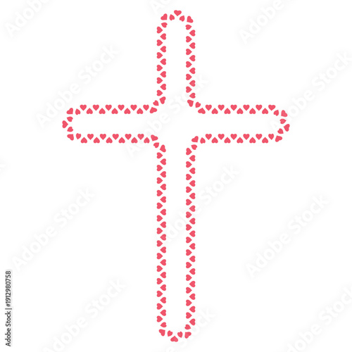 Cross of red hearts symboli...
