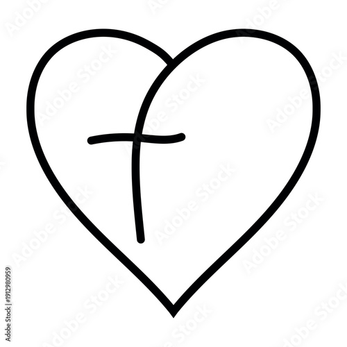 Spiritual heart cross design, Christian love, devotion, religious symbol