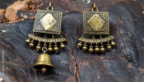 Traditional brass ethnic jhumka earrings design high resolution picture