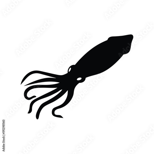 Cuttlefish Silhouette Isolated on White Background Vector Illustration