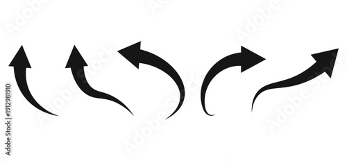 Set of air flow silhouette wind stream arrows illustration clipart