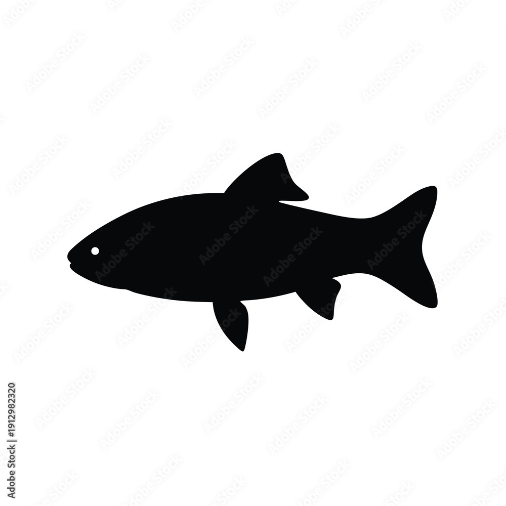 Obraz premium Black Barracuda Silhouette Isolated on White Background vector illustration