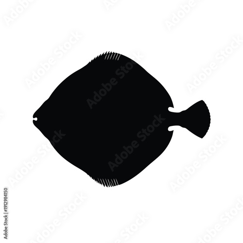 Black Silhouette of a Flounder Fish Flat Design vector illustration