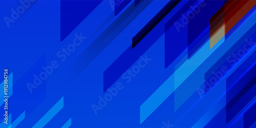 Abstract blue geometric background featuring layered diagonal rectangles in deep blue, royal blue, and light cyan tones. Modern dynamic design ideal for technology, corporate branding