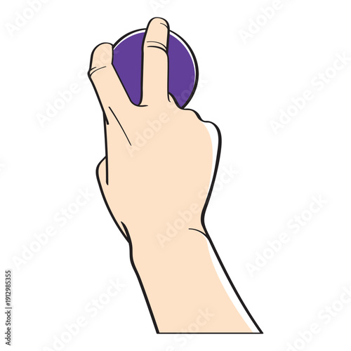 hand holding cricket ball in color vector art