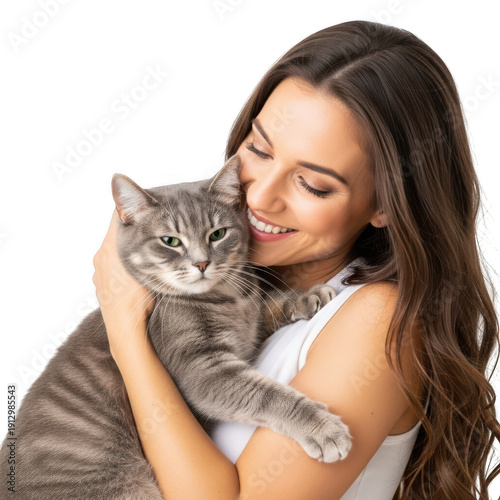 Wallpaper Mural Woman hugging cat isolated on transparent background Torontodigital.ca
