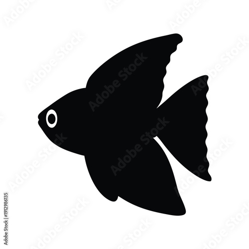 Black flying fish leaping above water vector illustration flat design scalable art