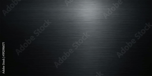 A dark gray industrial brushed metal texture background features a shiny silver stainless steel plate pattern with a metallic aluminum surface design for a sleek material backdrop