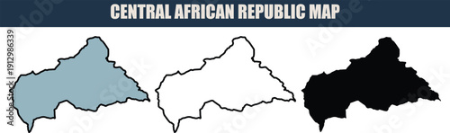 Central African Republic map illustration with grey, white, and black silhouettes on a clean white background, ideal for travel and geography projects.