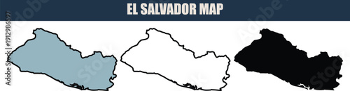 El Salvador map illustration with grey, white, and black silhouettes on a clean white background, ideal for travel and geography projects.