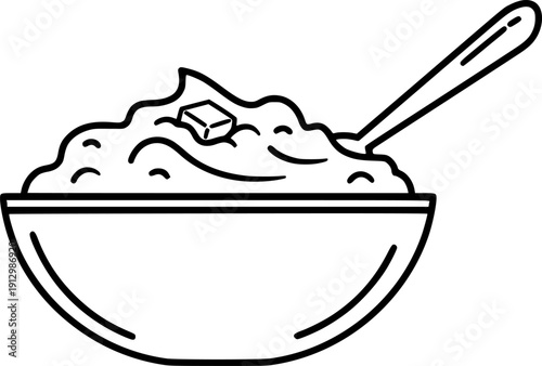 mashed potatoes in bowl linear icon
