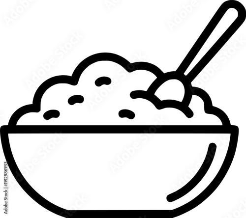 mashed potatoes in bowl linear icon
