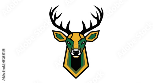 Geometric deer head illustration on white