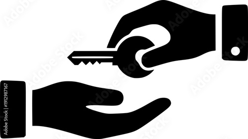 give key in hand icon, rental estate or hire car, agent broker, sale auto or home, dealer landlord
